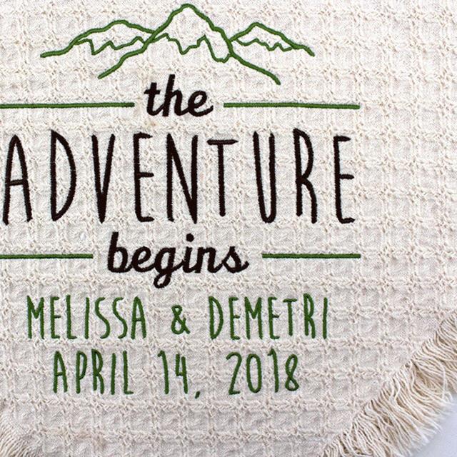 The Adventure Begins Wedding Blanket Gift...