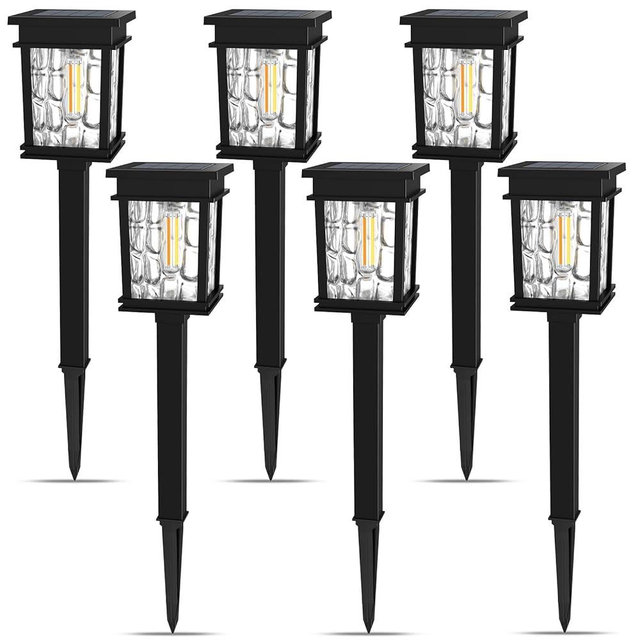 XMCOSY+ Solar Pathway Lights Outdoor, Adjustable Warm & Cool White, 50 Lumens Bright Garden Lights, 6 Pack IP65 Waterproof Landscape Lighting, Outside Lights for Front Yard Lawn Walkway Driveway Patio
