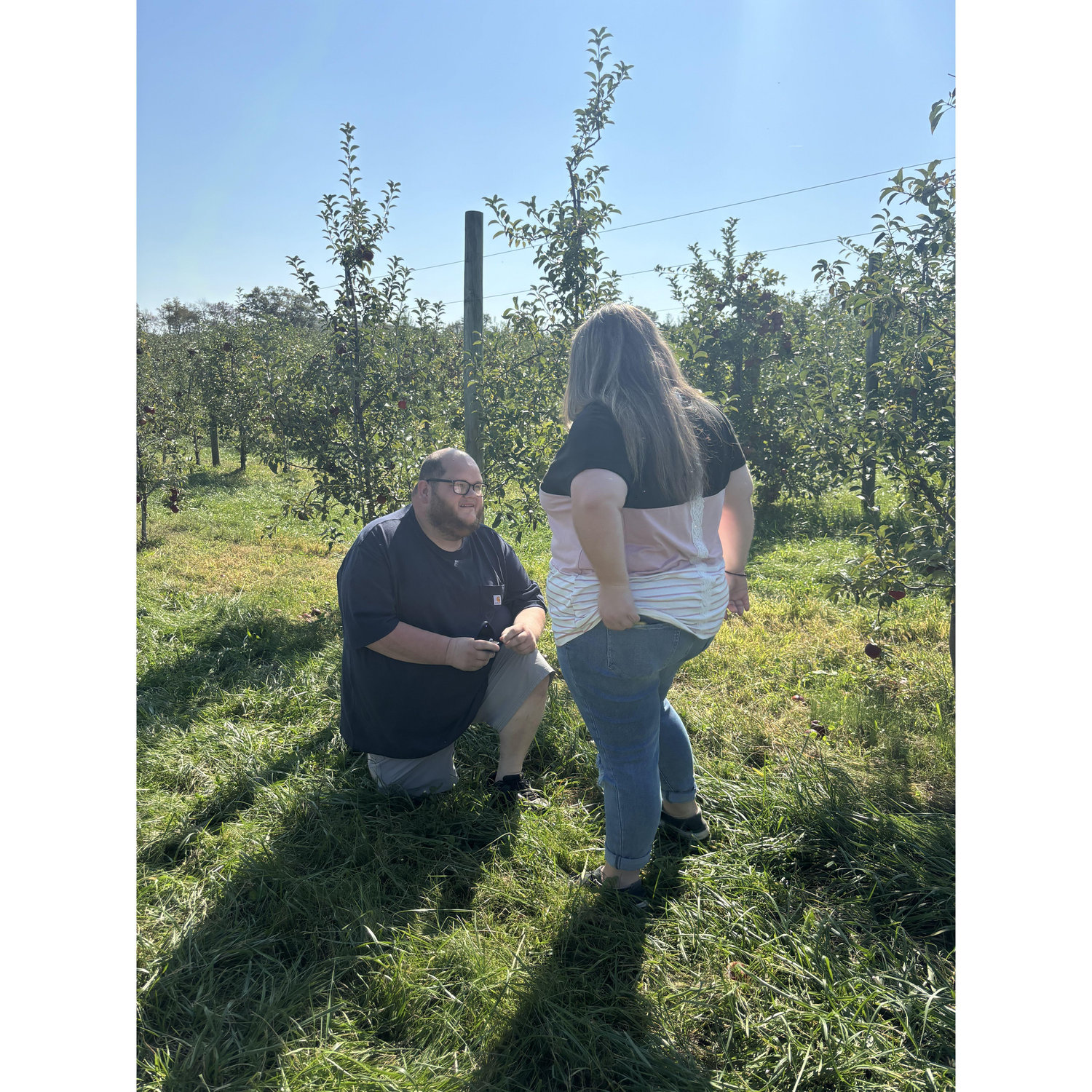 He got down on one knee, showed me a ring, and made me his bride to be.