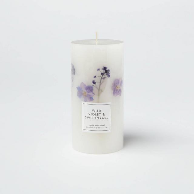 3" x 6" Botanical Pillar Candle Wild Violet and Sweetgrass Purple - Threshold™