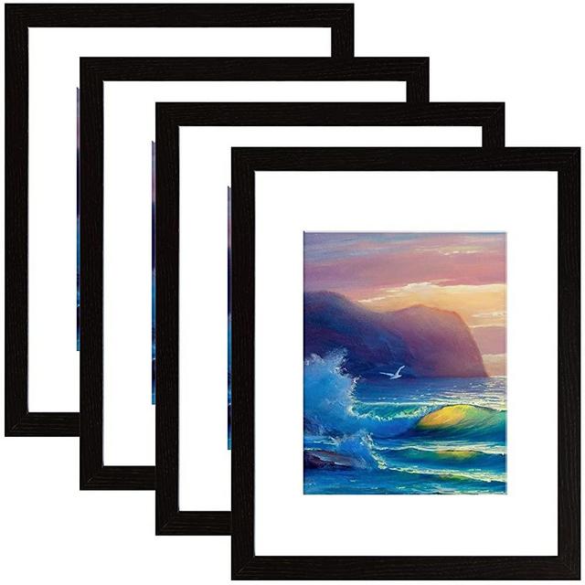 Picture Frames 16x20, Black Poster Frame for Wall, Dispaly Pictures 11x14 with Mat or 16x20 without Mat, Pack of 4