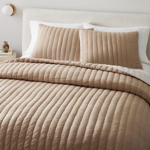 Linen Cotton Pick Stich King/Cal. King Quilt, Toasted Almond