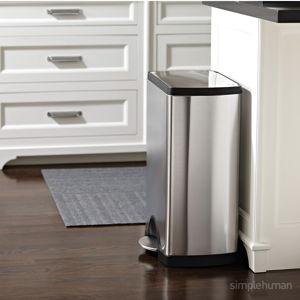 simplehuman 38 Liter / 10 Gallon Rectangular Kitchen Step Trash Can, Brushed Stainless Steel