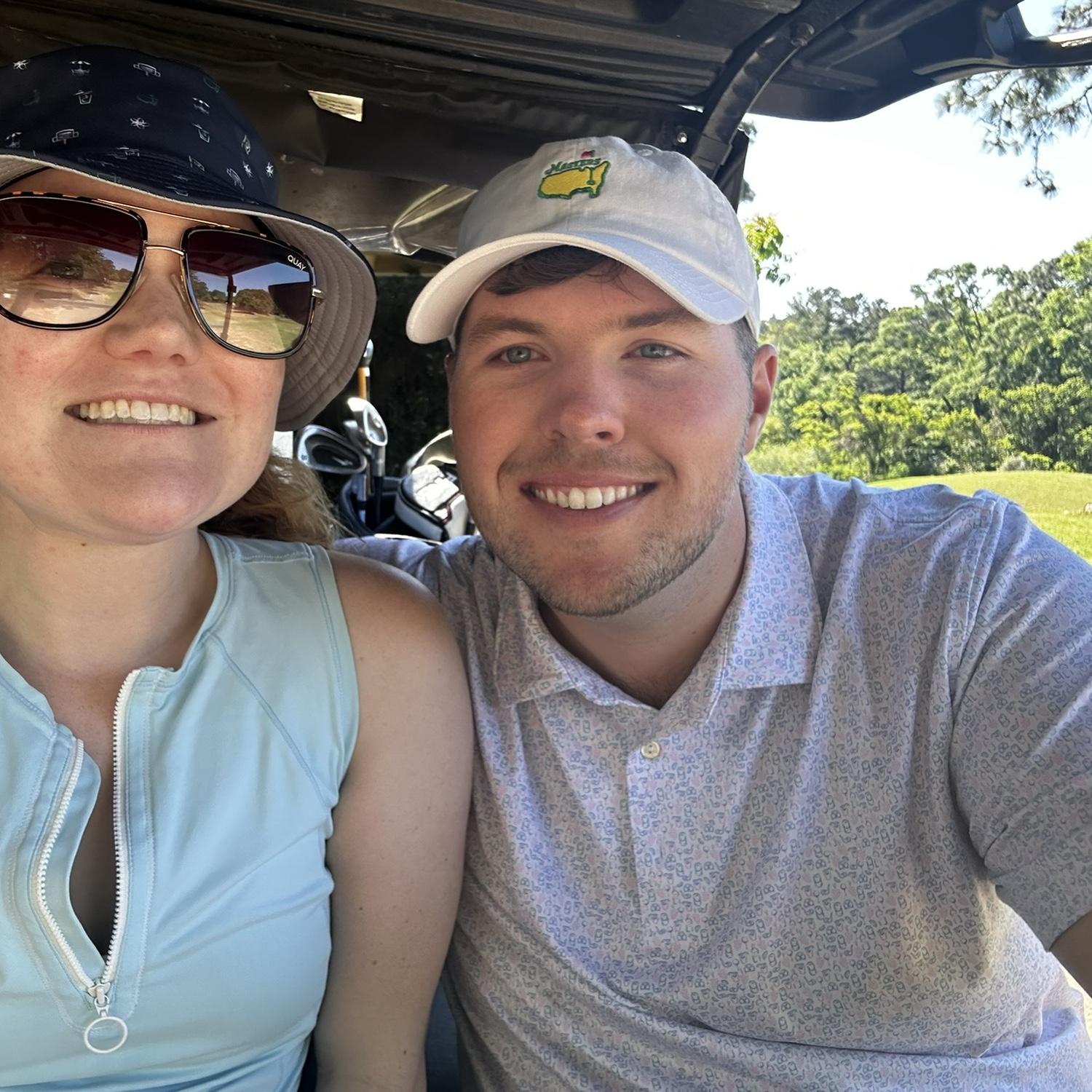 We Love all of our outdoor hobbies, especially golf! We met at our previous workplace which was a golf course!