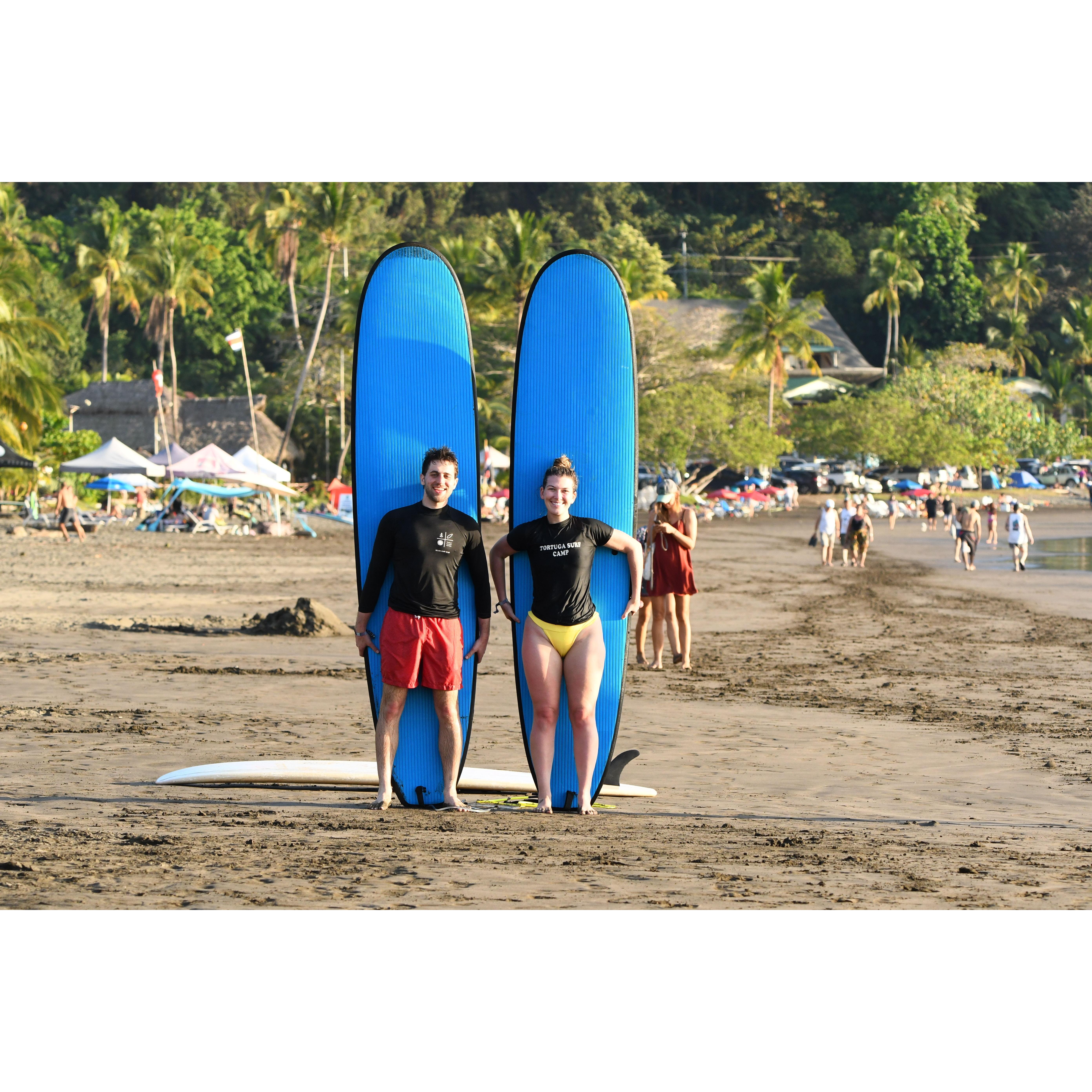 Learning to surf in Costa Rica!