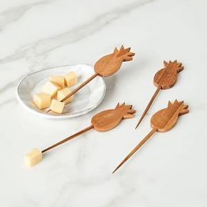 Teak Wood Pineapple Picks (Set of 4)