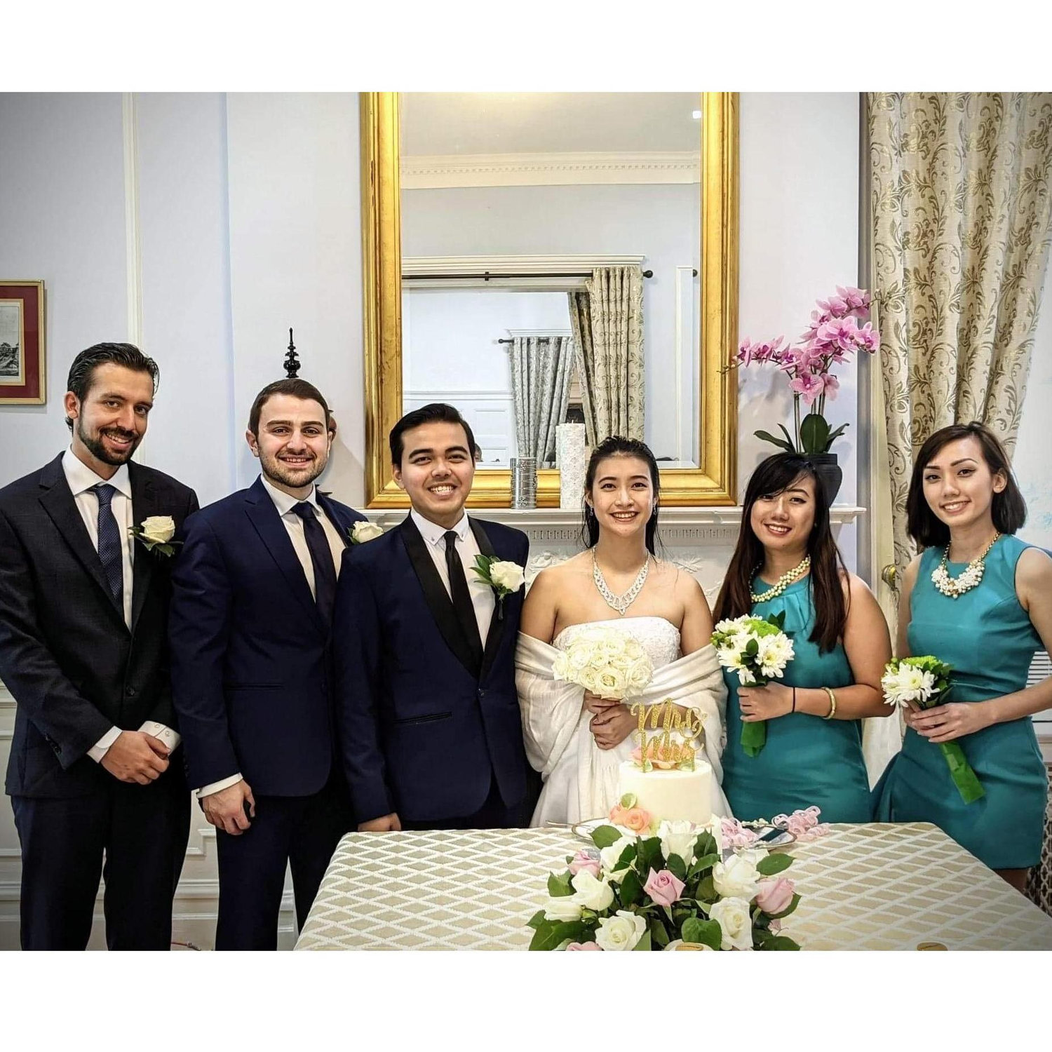 Groomsmen (Jake Meyers, Joseph Jorjoliani) and Bridesmaids (Helen Lahpai, Jaccia Lahpai)