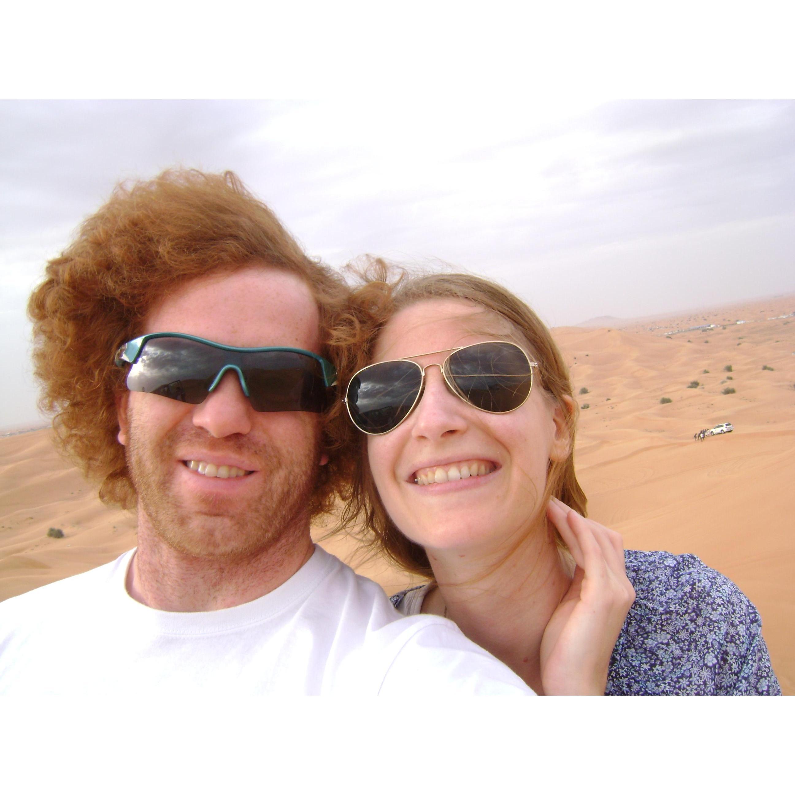Hiking up dunes south of Abu Dhabi, March 2017