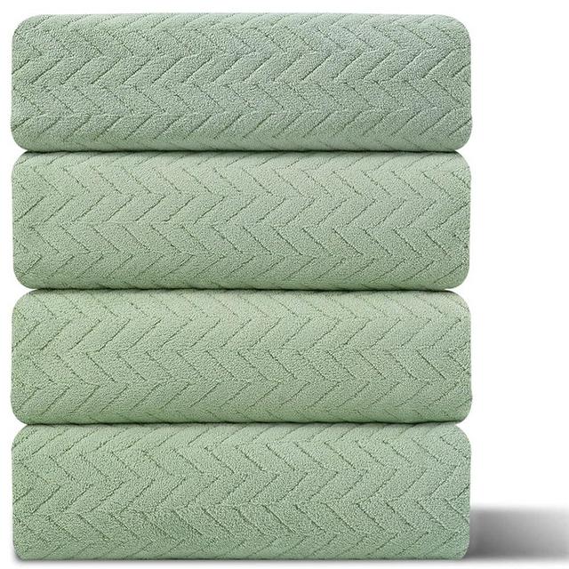 4 Pack Large Bath Towels Set 35"x70" Light Green Oversized Bath Sheet Chair Towels, 600 GSM Ultra Soft & Absorbent Towels for Bathroom, Quick Dry Towel for Gym Hotel Camp Pool