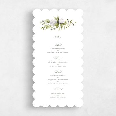 White Scalloped Wedding Menu - Cordova