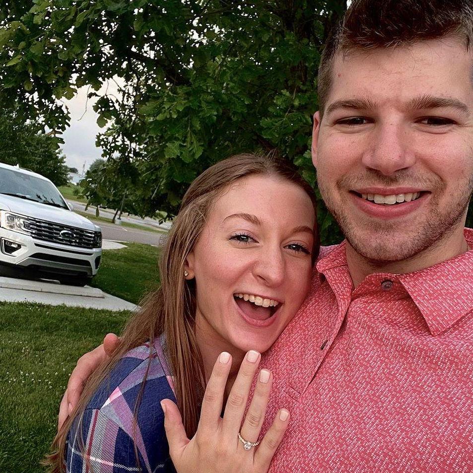 Immediately after the proposal. Owen took Jaimie on a walk at sunset around a lake. We came across a chapel with big glass windows, where he walked me to the front and asked the question!