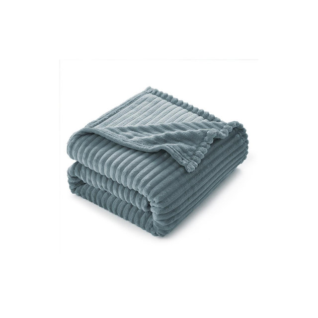 Nestl Warm Cozy Queen Blanket, Cut Plush Fleece Blanket, Stone Blue Super Soft Blanket