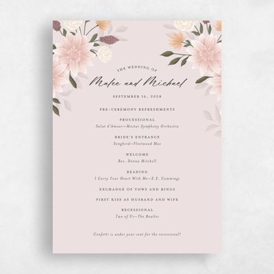 Light Mauve, Pink Wedding Program - Simeri
