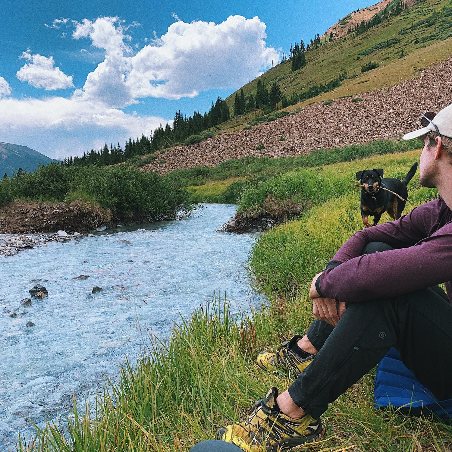 Dispersed camping with azure blue streams in Montezuma, CO