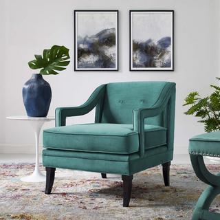 Concur Button Tufted Upholstered Velvet Armchair