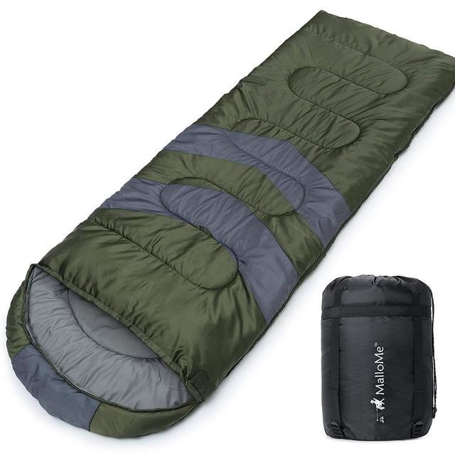 MalloMe Camping Sleeping Bag - 3 Season Warm & Cool Weather - Summer, Spring, Fall, Lightweight, Waterproof for Adults & Kids - Camping Gear Equipment, Traveling, and Outdoors