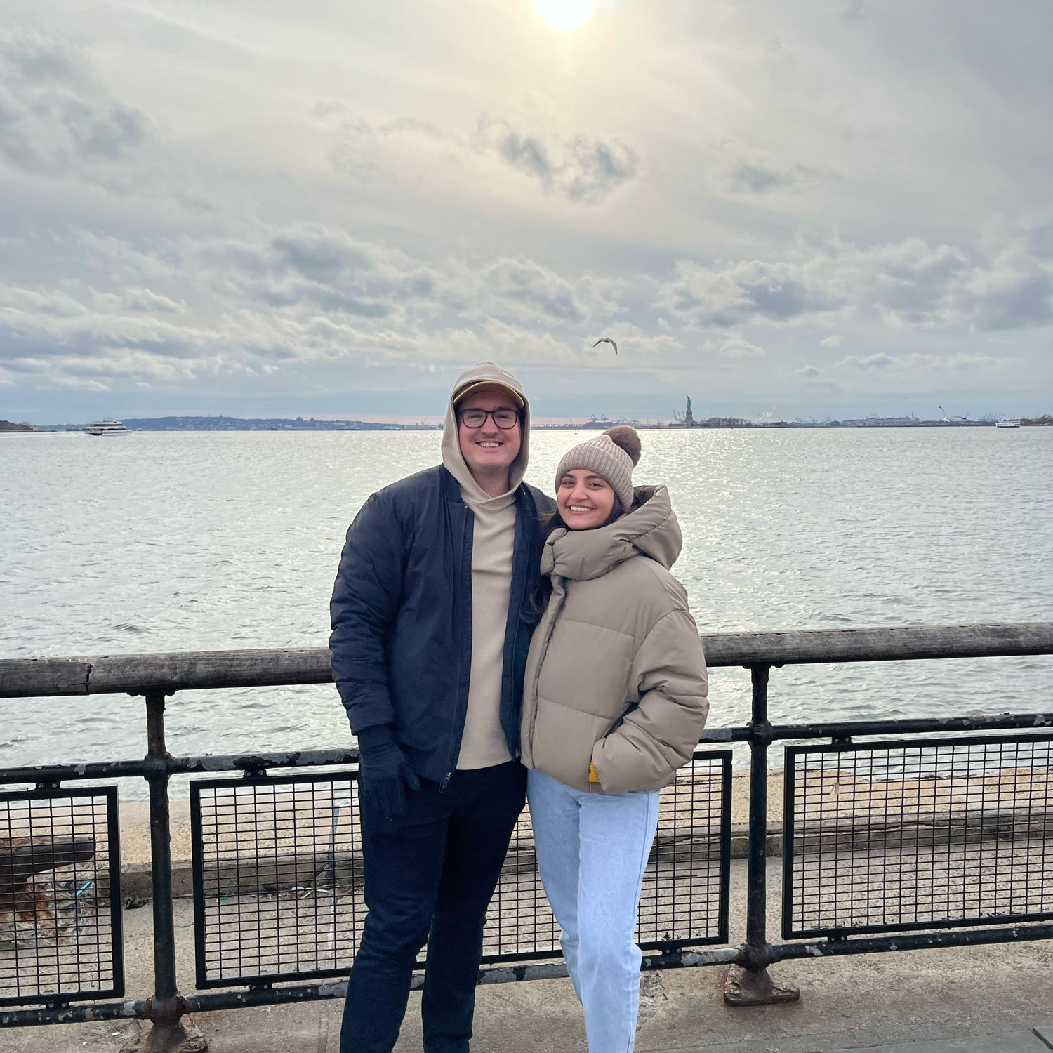 If you look closely you can see the statue of liberty in the back