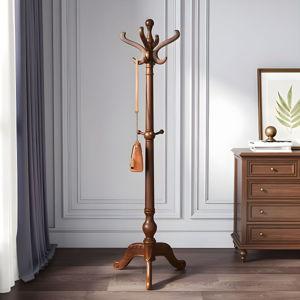 Traditional Hall Tree Solid Wood Free Standing with Hooks Entryway Kit - 22"L x 22"W x 74"H Brown