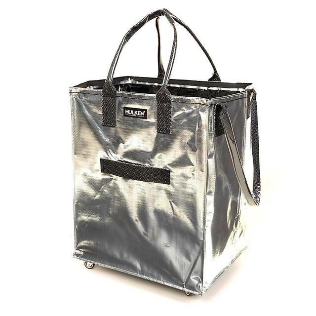 HULKEN - Reusable Grocery, Laundry Bag On Wheels, Shopping Trolley, Zipper Closure, Lightweight, Carries Up To 66 lb, Folds Flat, Unbreakable Handles…