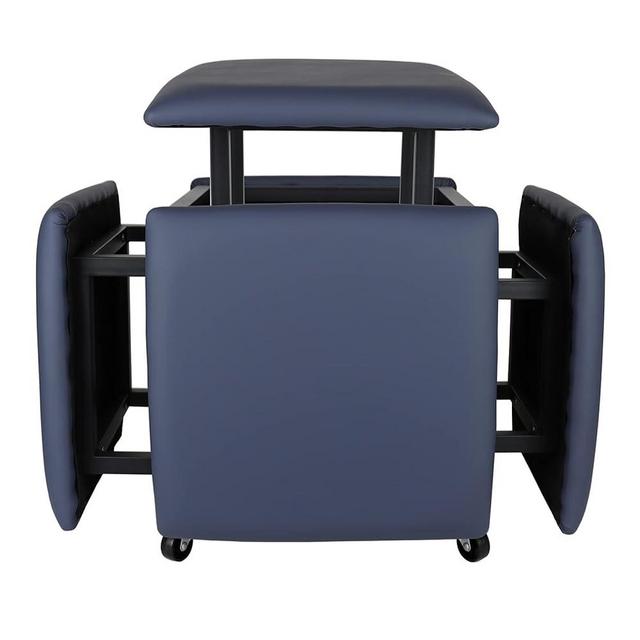 LUGSHIREE 5 in 1 Nesting Ottoman Cube Chair, Stackable Stools, Leather Square Ottoman Bench, Foot Stool with Wheels for Living Room,Dining Room 15.75x15.75x16.54 inches