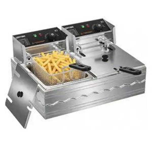 OSTBA - Electric Deep Fryer 20.7QT, 3200W Stainless Steel Countertop Fryer with Adjustable Temperature - Silver