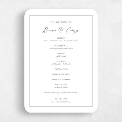 White Rounded Wedding Program - Novela