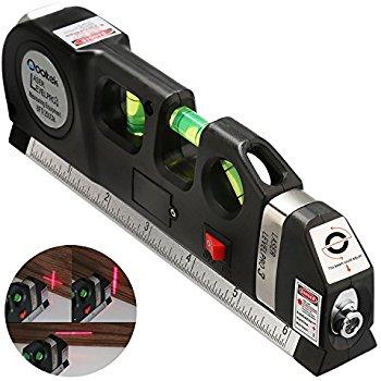 Qooltek Multipurpose Laser Level laser measure Line 8ft+ Measure Tape Ruler Adjusted Standard and Metric Rulers