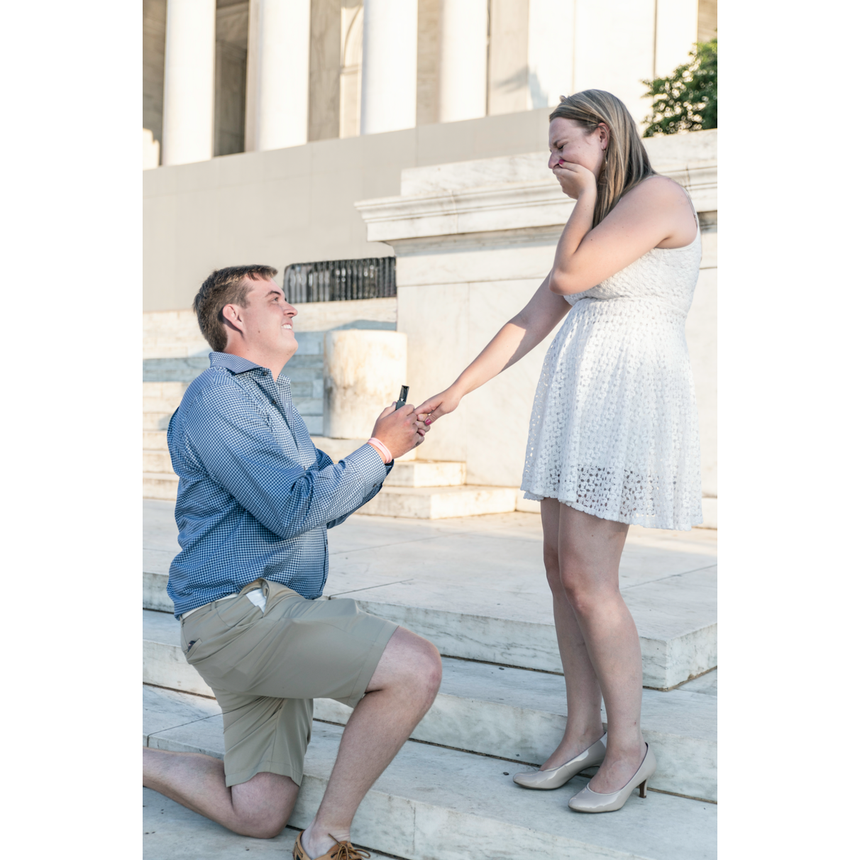 When Sam popped the question at the Jefferson Memorial!