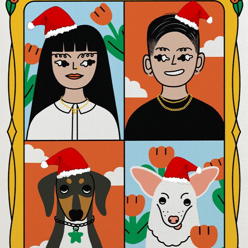 Our custom art that we turned into a Christmas card!