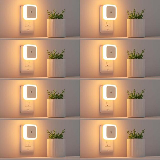 Sujeet Night Light, Night Lights Plug into Wall 8-Pack, Plug in Night Light, Dusk to Dawn Nightlight Led Night Light for Bedroom, Bathroom, Hallway Warm White