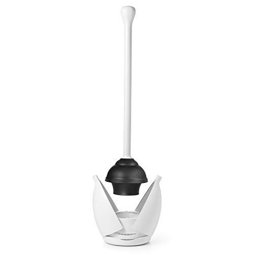 NEW OXO Good Grips Toilet Plunger with Holder, White