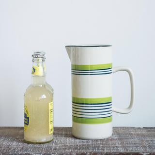Green & Black Stripe Stoneware Pitcher