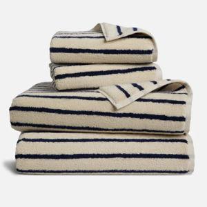 Super-Plush Turkish Cotton Bath Sheet Bundle - Striped Midnight Navy