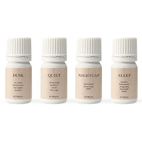 Vitruvi Unwind Kit, Relaxing Essential Oil Blend Kit, Dusk, Quiet, Nightcap, Sleep, 4 x 5ml (0.16 fl.oz), 4 Count