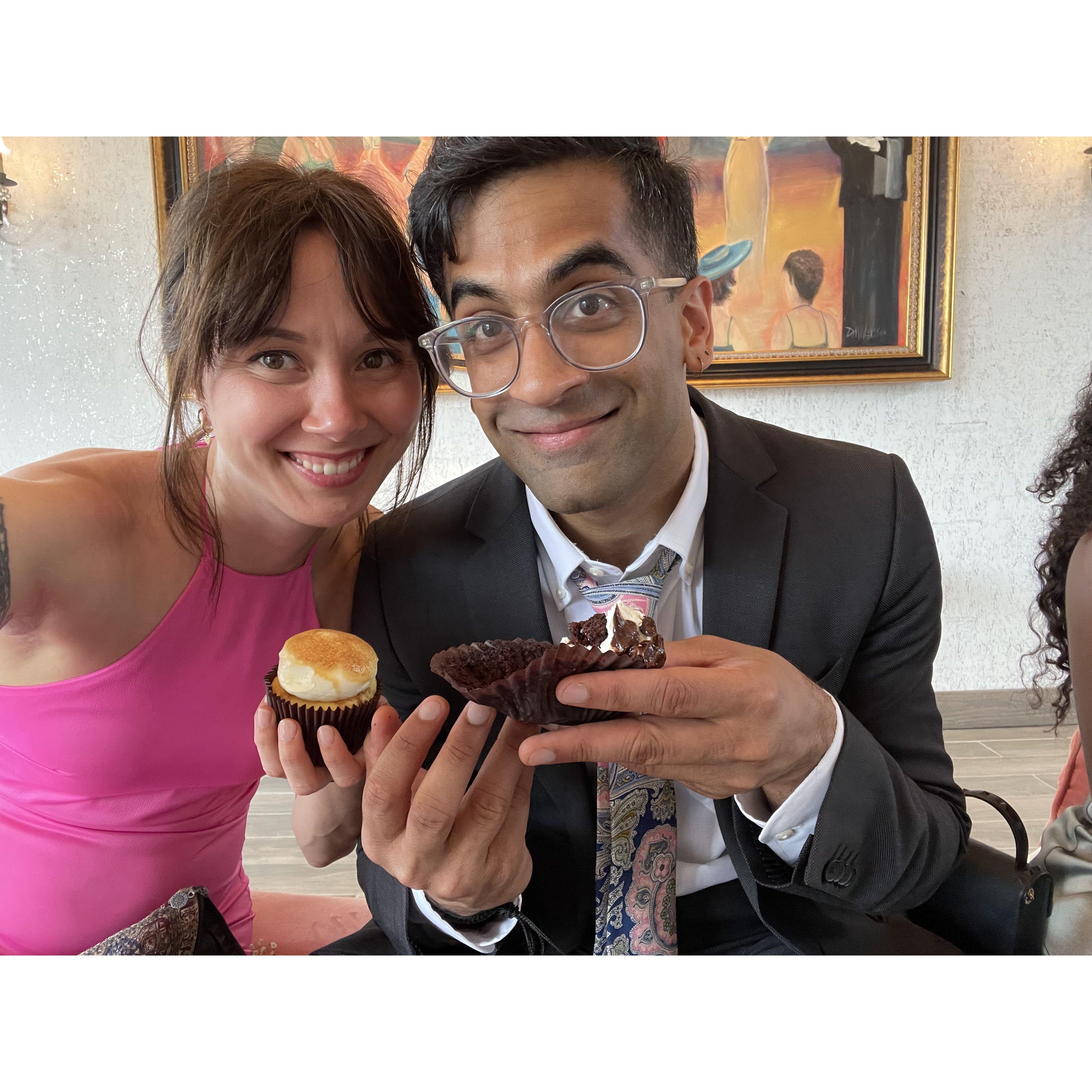 We enjoy the odd sweet ;). At Darby's wedding, summer of '23.