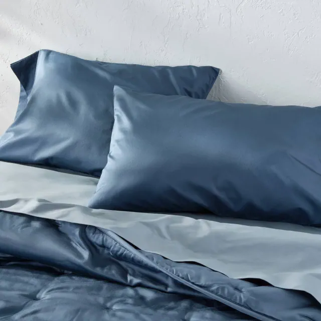 King 600 Thread Count Sateen Pillowcases Dark Mineral Blue - Casaluna™