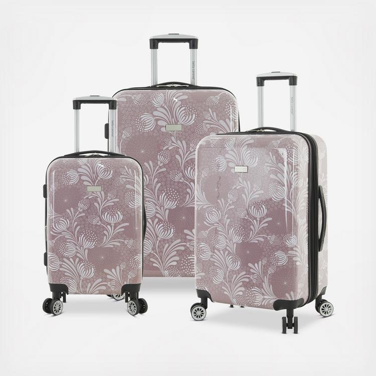 Bella Caronia 3 PC Rolling Hardside Luggage Set w 8 Wheel Spinners