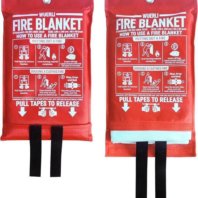 WUERLI Fire Blanket for Home and Kitchen,40" x 40",2 Pack,Emergency Fire Blanket
