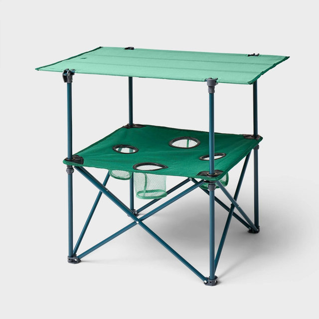 4pc Two-Tier Quad Steel Rectangle Portable Picnic Table Green - All In Motion™
