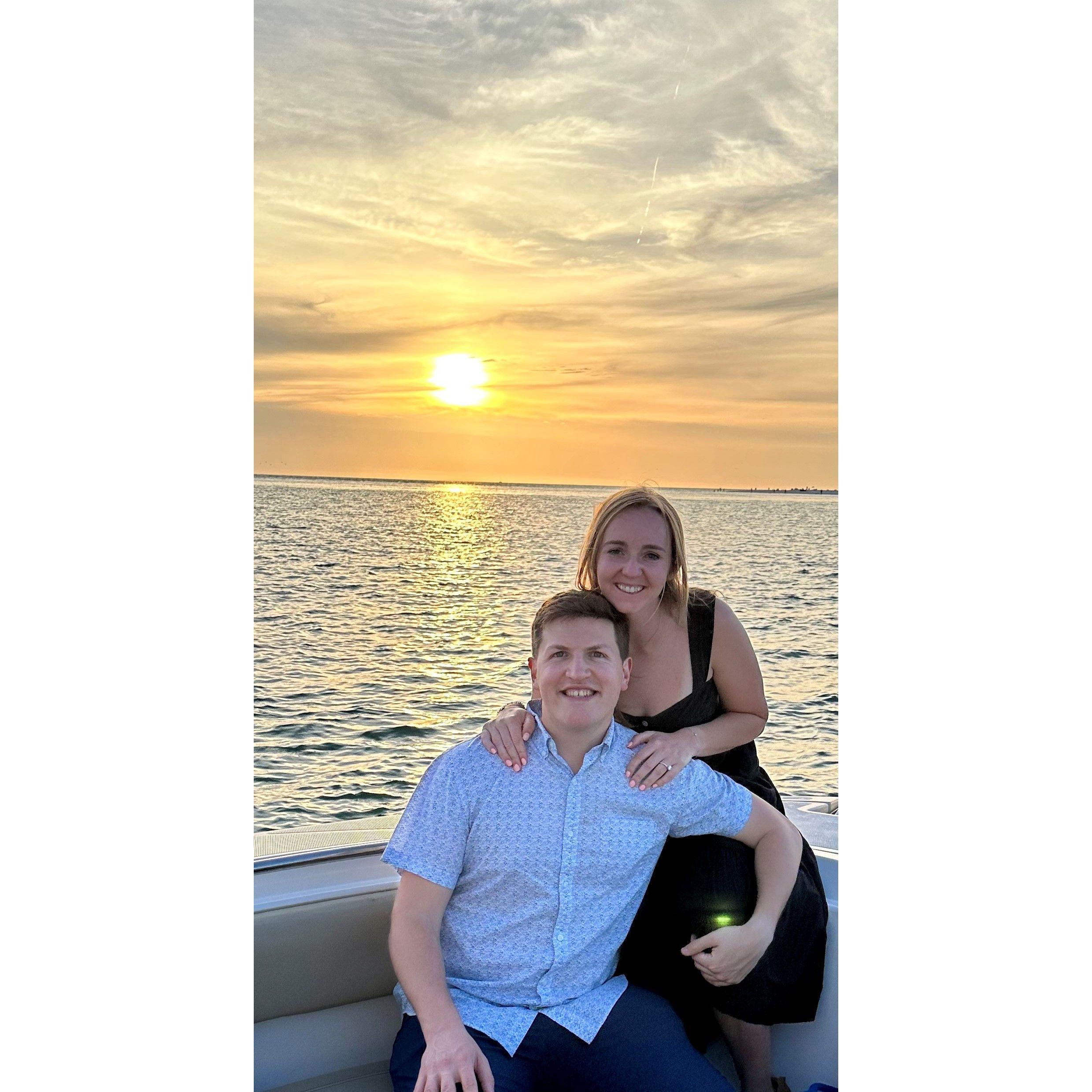 The night we got engaged and Drew surprised us with a sunset boat ride!