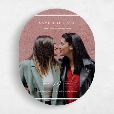 White Oval Wedding Save the Date - Roana Photo