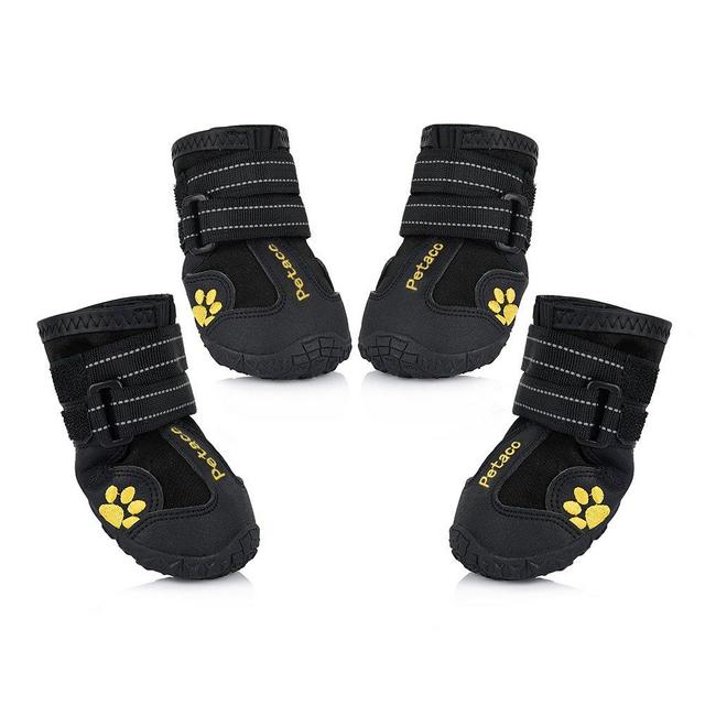 Petacc Dog Boots Water Resistant Dog Shoes for Large Dogs and Black Labrador 4 Pcs in Size 8 Black