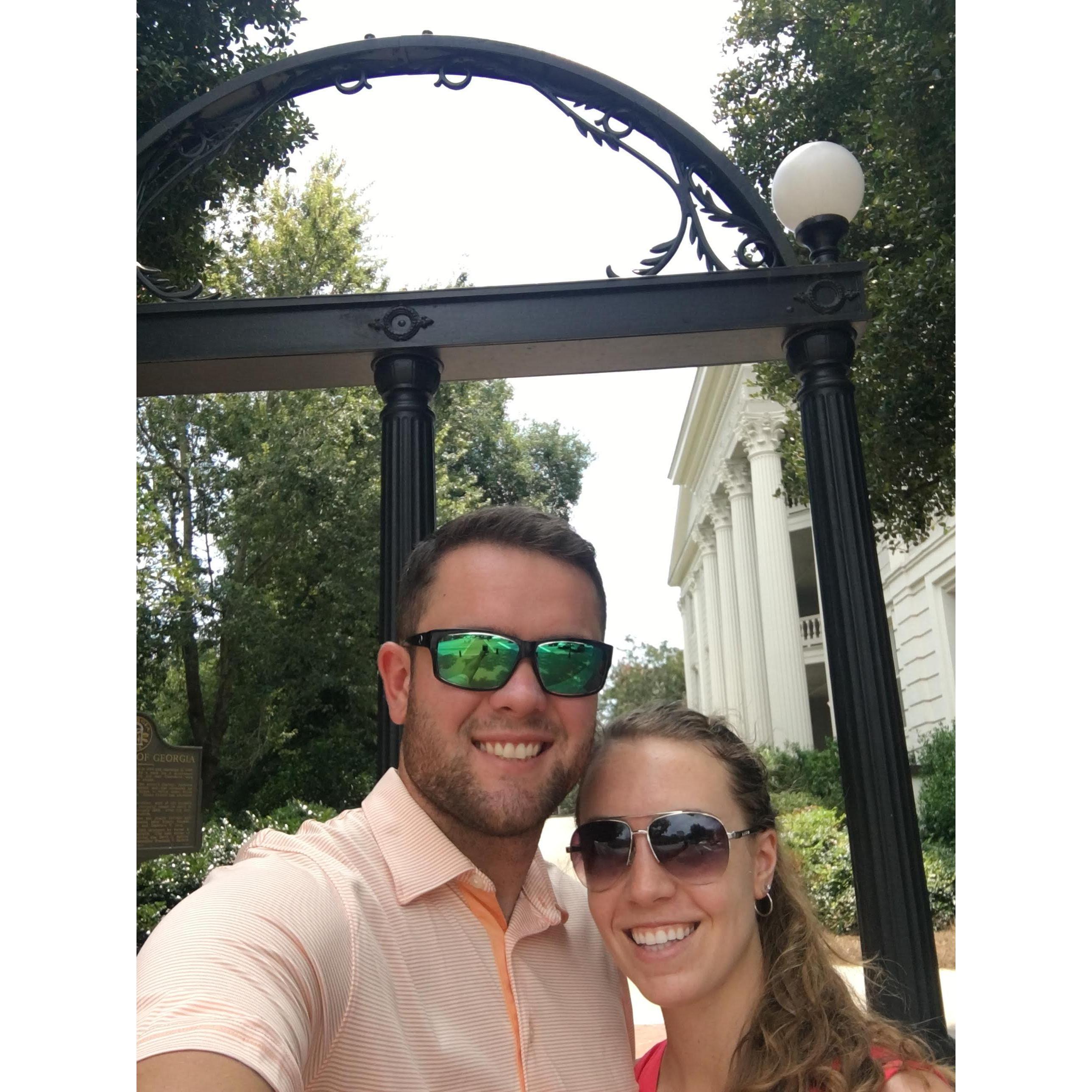 Tim starting grad school at UGA - it's bad luck to walk under the arch