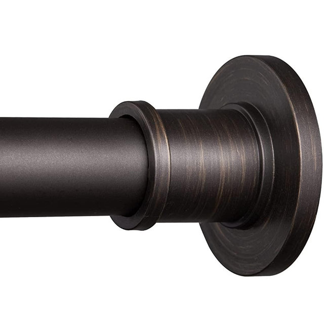 BRIOFOX Industrial Shower Curtain Rod - Never Rust Non-Slip 43-72 Inch Stainless Steel, Bronze, Painted-gold Finial