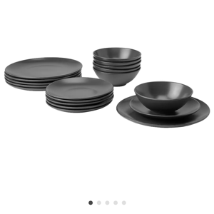 FÄRGKLAR 18-piece dinnerware set, matte dark gray