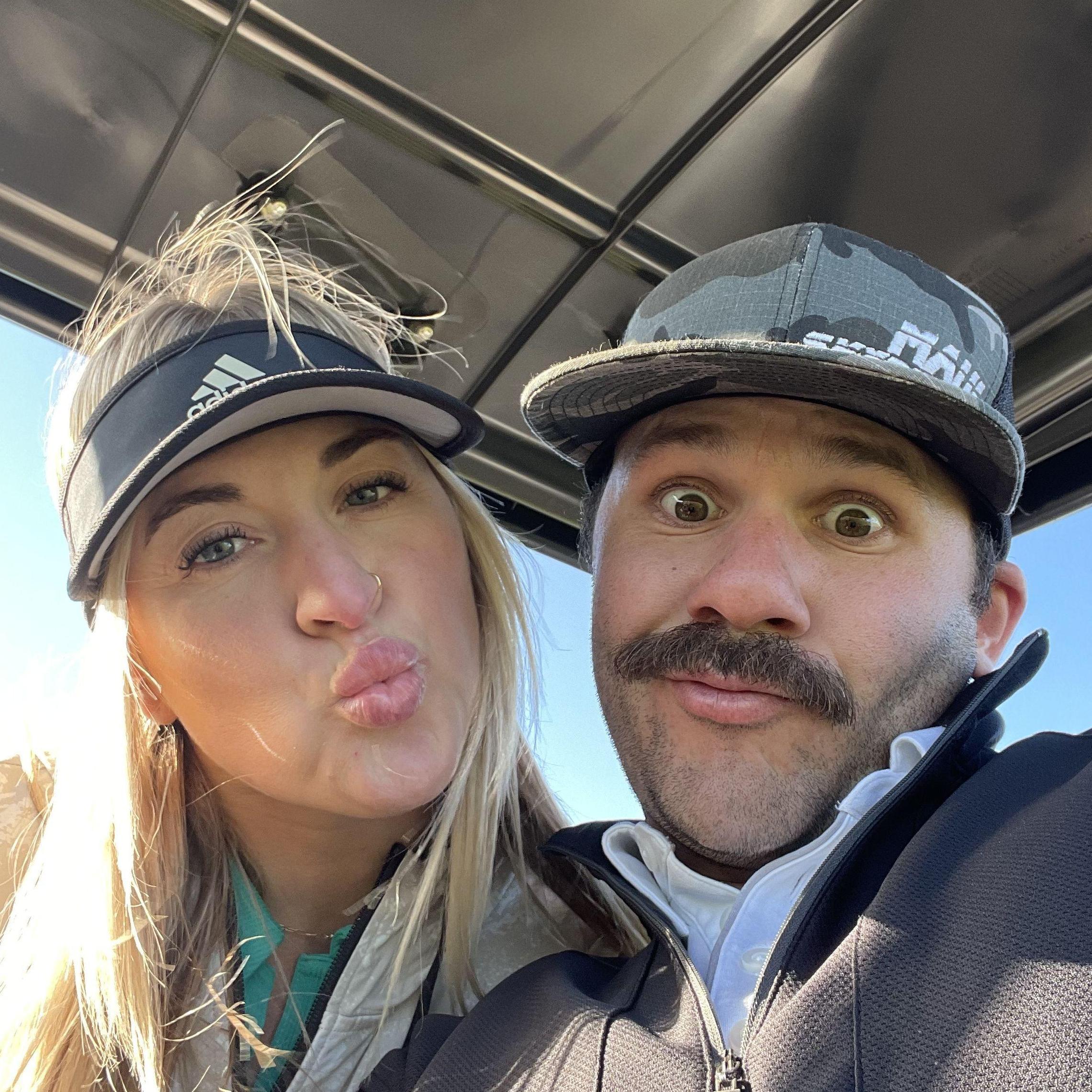 Golfing together, something we both love.