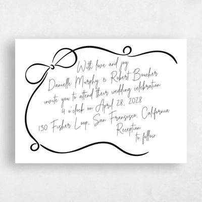 White Wedding Invitation - Cosette Landscape