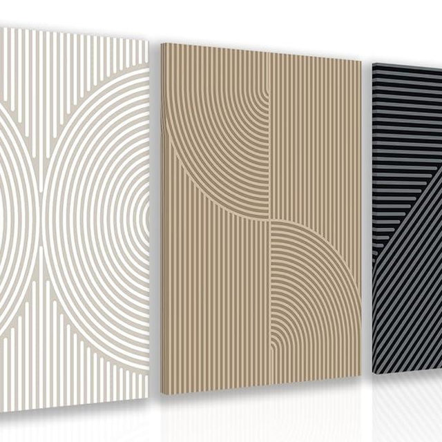 Boho Neutral Canvas Wall Art, Abstract Beige Brown Black Geometric Line Poster Prints, Modern Minimalist Painting Wall Decor, Framed Picture Artwork for Living Room Bedroom 12"x16"x3