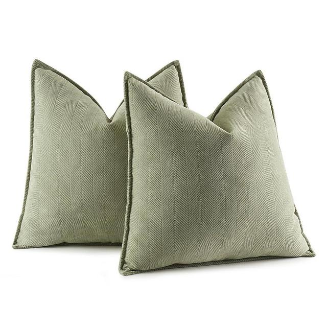MIULEE Pack of 2 Sage Green Decorative Pillow Covers 20x20 Inch Soft Chenille Couch Throw Pillows Farmhouse Cushion Covers with Elegant Design for Sofa Bedroom Living Room Home Decor