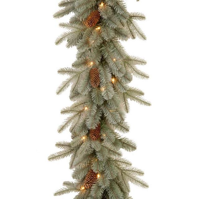 Pre-Lit LED Faux Arctic Spruce Garland, 9'